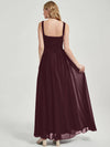 Cabernet V-neckline Pleated Classic Bridesmaid Dress-Flori