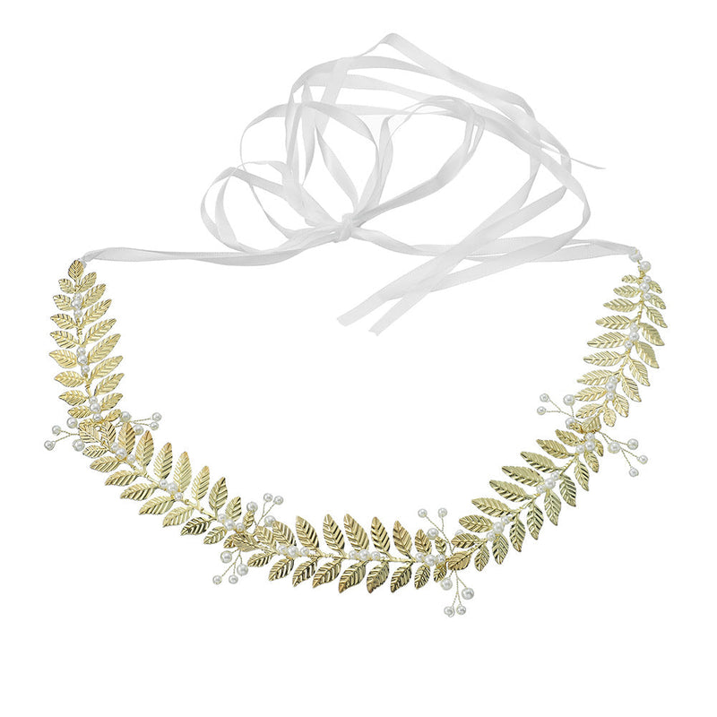 NZ Bridal Western Style Retro Pearl Sashes Golden Leaves Forest Fairy Ornaments Wedding Dress Waist chain