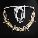 NZ Bridal Western Style Retro Pearl Sashes Golden Leaves Forest Fairy Ornaments Wedding Dress Waist chain