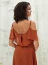 Burnt Orange Chiffon Cold Shoulder Bridesmaid Dress Fiena for Women From NZ Bridal