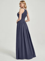 Stormy Halter Neck Sleeveless Chiffon Floor Length Bridesmaid Dress