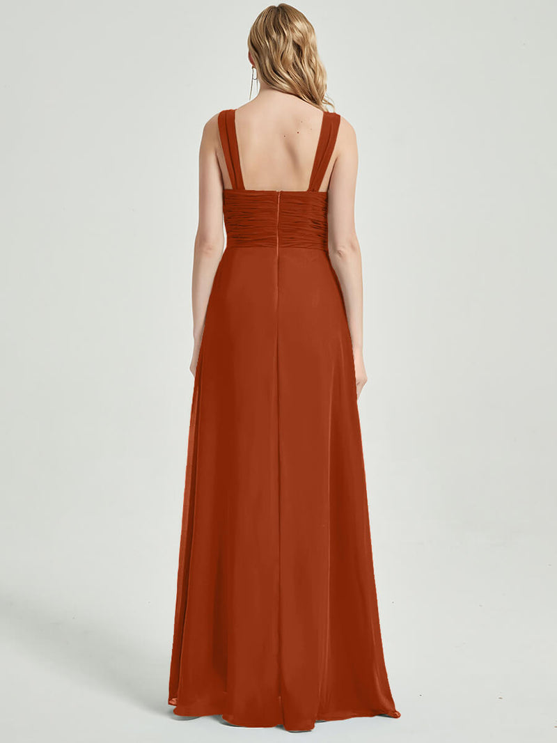 Burnt Orange Chiffon Bridesmaid Dress Rosalind