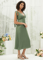 Olive  V Neck Straps A-Line Midi Length Empire Maternity Friendly Elegant Bridesmaid Dress Gloria from NZ  Bridal