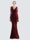 Burgundy V Neck Maxi Sequin Prom Dress 18691yey Camilla NZ Bridal a