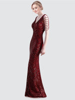 Burgundy V Neck Maxi Sequin Prom Dress 18691yey Camilla NZ Bridal c