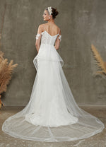  Diamond White Mermaid Sweetheart Off Shoulder Wedding Dress with Detachable Train Lolly