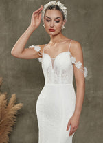 NZ Bridal Diamond White Mermaid Sweetheart Off Shoulder Wedding Dress with Train Lolly