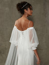 Bohemian Diamond White Lace Mermaid Off Shoulder Lantern Sleeve Bohemian Wedding Dress 