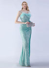 NZ Bridal Agua Feather Spaghetti Straps Maxi Sequin Prom Dress 31365 Sadie c