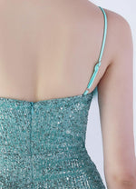 NZ Bridal Agua Feather Spaghetti Straps Maxi Sequin Prom Dress 31365 Sadie detail3