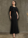 NZ Bridal Black Ruffle Shawl Lace Maxi Prom Dress 0142AEM Molly a