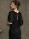 NZ Bridal Black Ruffle Shawl Lace Maxi Prom Dress 0142AEM Molly detail1