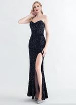 NZ Bridal Black Sequin Mermaid Prom Dress with Slit 31155 Victoria  c