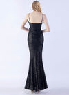 NZ Bridal Black Spaghetti Straps Sequin Maxi Prom Dress 31365 Sadie b