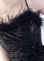 NZ Bridal Black Spaghetti Straps Sequin Maxi Prom Dress 31365 Sadie detail2