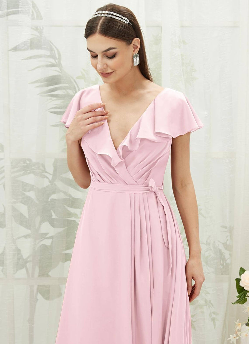 NZ Bridal Blush V Backless Chiffon Slit Bridesmaid Dress AZ31002 Jael c