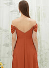 NZ Bridal Burnt Orange Off Shoulder Chiffon bridesmaid dresses BG30217 Spence b