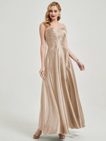 NZ Bridal Champagne Strapless Maxi Satin bridesmaid dresses 587XC Lillie c