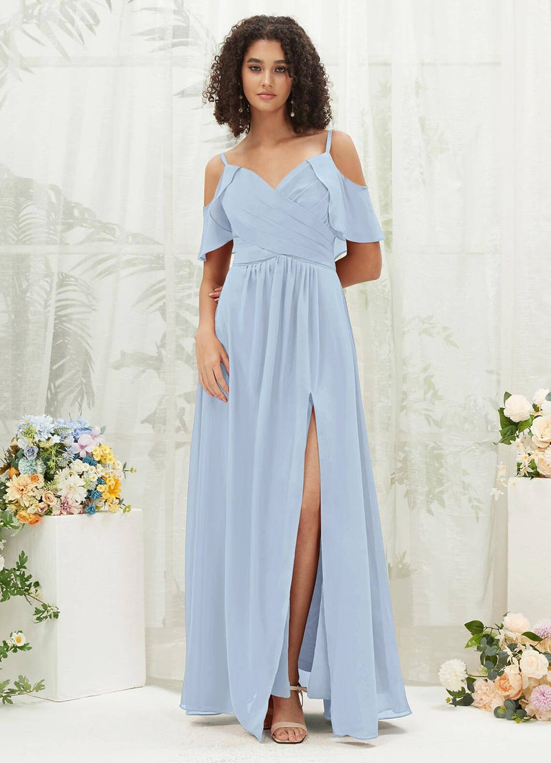 NZ Bridal Cornflower Blue Ruffle Sleeves Bridesmaid Dress AM31003 Fiena a