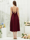 NZ Bridal Cowl Neck Satin Tea Length bridesmaid dresses AA30511 Ceci  Burgundy b