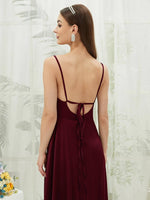 NZ Bridal Cowl Neck Satin Tea Length bridesmaid dresses AA30511 Ceci  Burgundy detail1