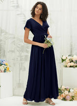 NZ Bridal Dark Navy Chiffon V Neck bridesmaid dresses R0107 Harow d