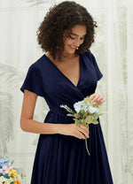 NZ Bridal Dark Navy Chiffon V Neck bridesmaid dresses R0107 Harow detail1