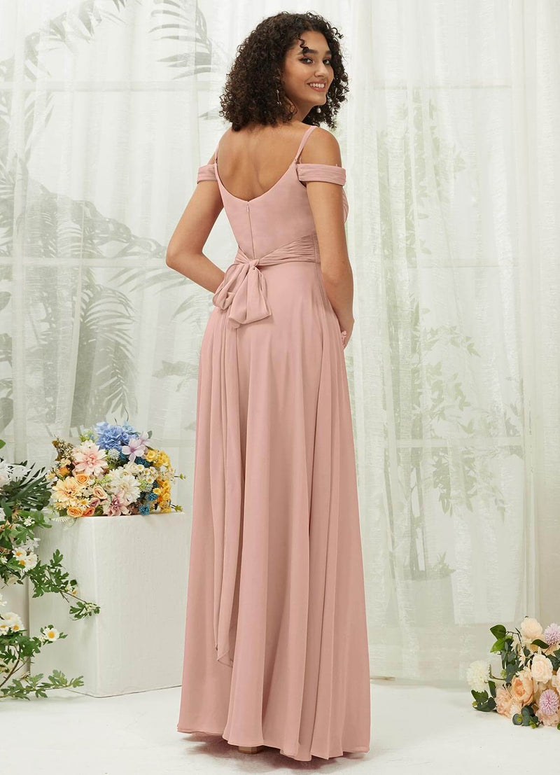 NZ Bridal Dusty Pink Slit Flowy Convertible Chiffon bridesmaid dresses TC30219 Celia d