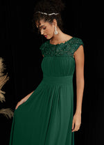 NZ Bridal Elegant Pleated Chiffon Lace Emerald Green bridesmaid dresses 09996ep Ryan c