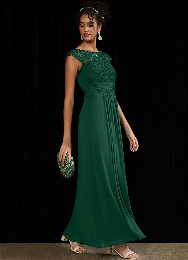 NZ Bridal Elegant Pleated Chiffon Lace Emerald Green bridesmaid dresses 09996ep Ryan d