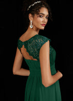 NZ Bridal Elegant Pleated Chiffon Lace Emerald Green bridesmaid dresses 09996ep Ryan detail1