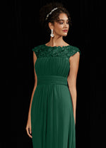 NZ Bridal Elegant Pleated Chiffon Lace Emerald Green bridesmaid dresses 09996ep Ryan detail2