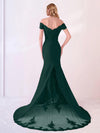 NZ Bridal Emerald Green Off Shoulder Lace Mermaid Prom Dress With Train NZB001 Bonnie b