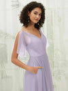 NZ Bridal Light Dusty Purple Tulle Ruffle Sleeves bridesmaid dresses R1027 Dallas d