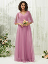 NZ Bridal Mauve Maxi Tulle Flowy bridesmaid dresses With Pocket R1026 Thea a