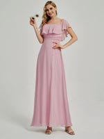 NZ Bridal Mauve Off Shoulder Maxi Chiffon Ruffle bridesmaid dresses 00968ep Iris a