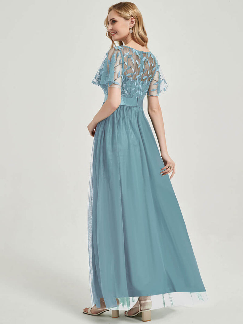 NZ Bridal Moody Blue Sequin A Line Floor Length Prom Dress 00904EP Miyuki b