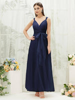 NZ Bridal Navy Blue V Neck Flowy Tulle Maxi bridesmaid dresses 07303ep Yedda a