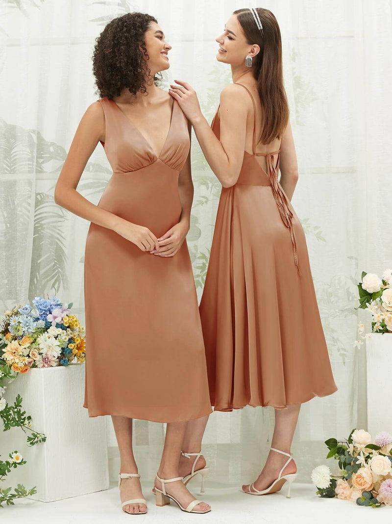 NZ Bridal Pleated Cowl Neck Satin Bronzer bridesmaid dresses AA30511 Ceci g1