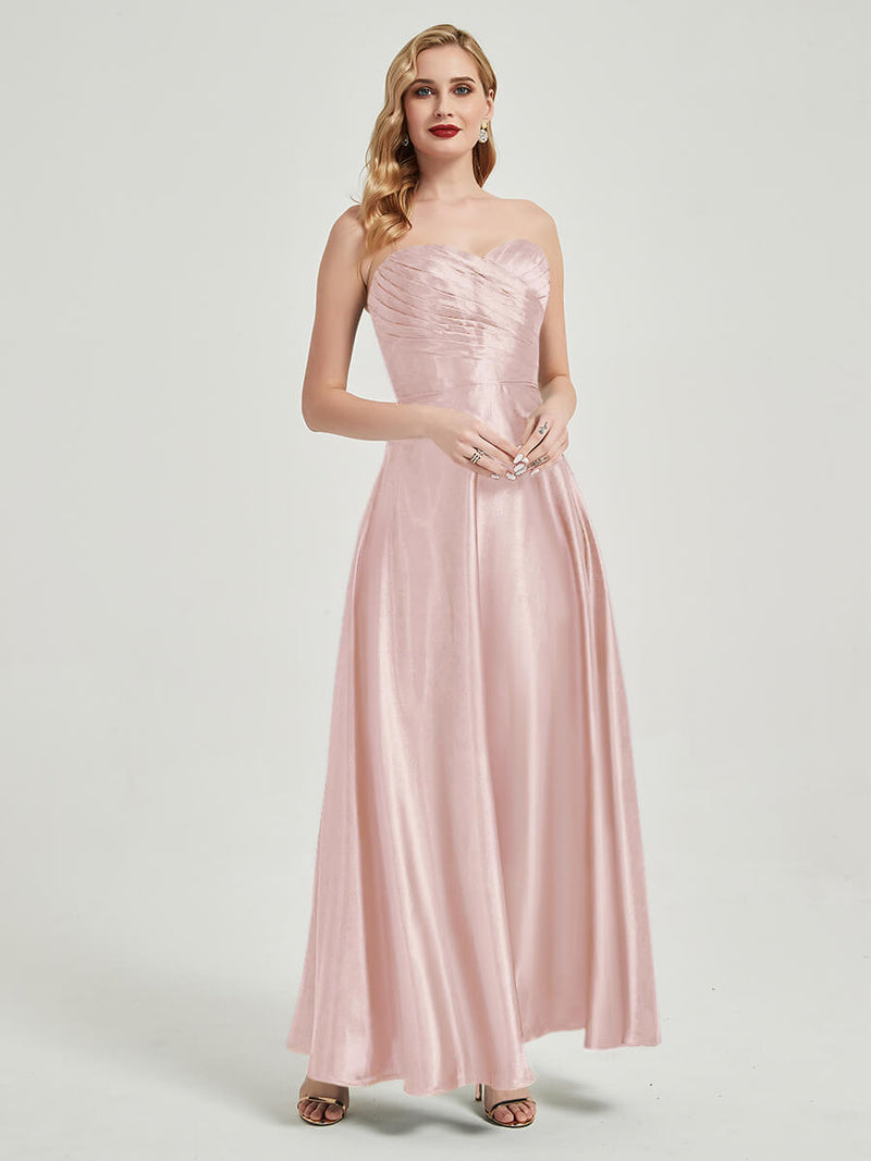 NZ Bridal Pleated Strapless Satin Blush bridesmaid dresses 587XC Lillie a