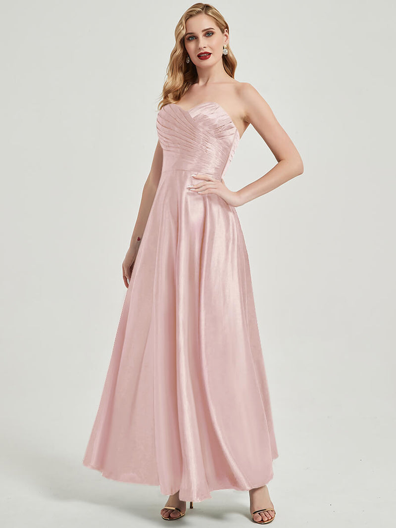 NZ Bridal Pleated Strapless Satin Blush bridesmaid dresses 587XC Lillie d