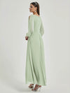 NZ Bridal Sage Long Sleeves Chiffon bridesmaid dresses 00461ep Liv b