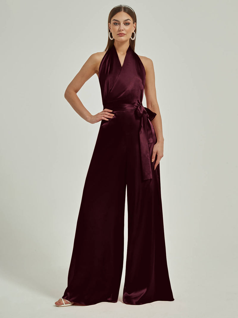 NZ Bridal Satin Rompers EB30S19 Poppy Cabernet a