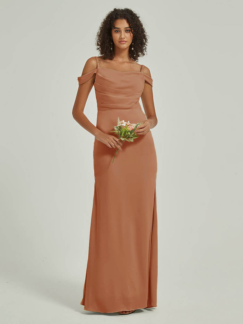 NZ Bridal Sheath Slit Satin bridesmaid dresses R1102 Cora Bronzer a