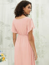 NZ Bridal Short Sleeves V Neck Chiffon Blush bridesmaid dresses 0164aEE Mila b