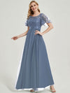 NZ Bridal Slate Blue Sequin Tulle Boat Neck Flowy Prom Dress 00904EP Miyuki a