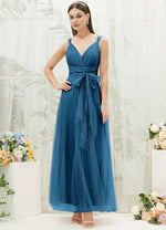 NZ Bridal Sleeveless Wrap Tulle Teal Flowy bridesmaid dresses 07303ep Yedda a