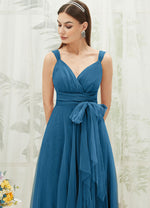 NZ Bridal Sleeveless Wrap Tulle Teal Flowy bridesmaid dresses 07303ep Yedda d