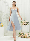 NZ Bridal Slit Tea Length Satin bridesmaid dresses AA30511 Ceci Cornflower Blue a