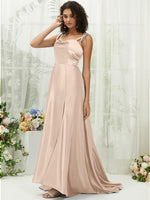 NZ Bridal Spaghetti Straps Maxi Champagne Satin bridesmaid dresses XC30113 Juliet d